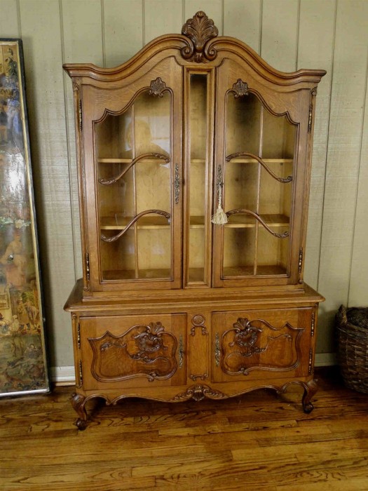 Antique French CURIO CHINA Display Provincial Vitrine Louis XV